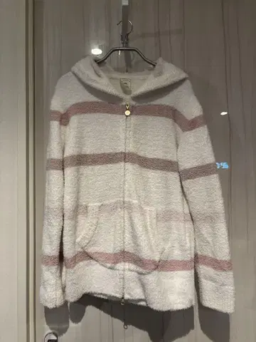 plaid 후드 부착 룸웨어 화이트/핑크