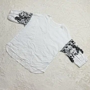 비안테 viante 티셔츠 (M) 블라우스 반소매 레이스 화이트