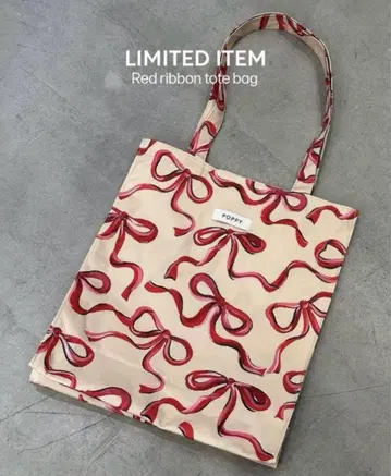 poppy Red ribbon tote bag 토트백 아사기뇨