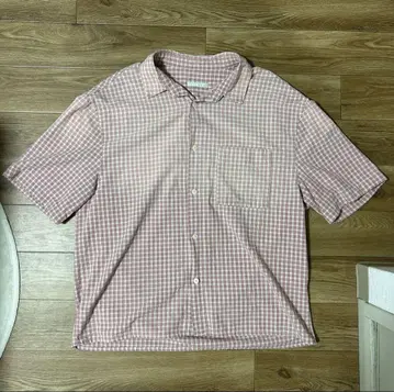 ZARA 핑크 계열 체크 무늬 반팔 셔츠