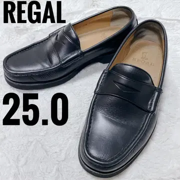 REGAL 블랙 코인 로퍼 25.0 천연 가죽 남성용 유니섹스