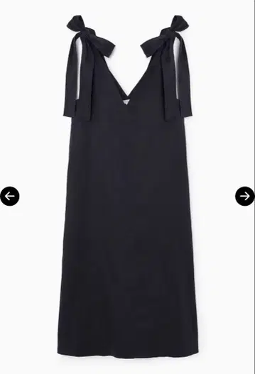 COS BOW-DETAIL LINEN MIDI DRESS