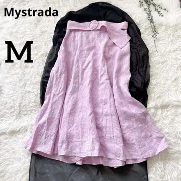 마이스트라다 Mystrada 린넨 플레어 스커트 핑크 M 여성용