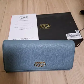 COCOCELUX GOLD 파랑 가죽 장지갑