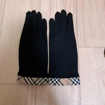 여성용 블랙 장갑 체크 무늬 커프스