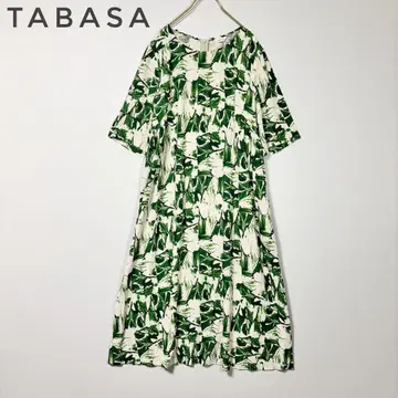 TABASA 타바사 반팔 원피스 마 혼방 올 패턴