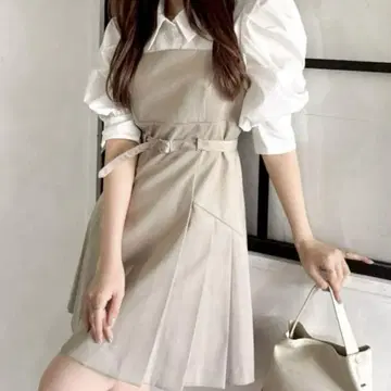 dazzlin 더즐린 레이어드 셔츠 미니 원피스 베이지