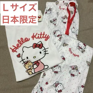 일본 한정 Hello Kitty 파자마 상하의 세트 L 사이즈 룸웨어