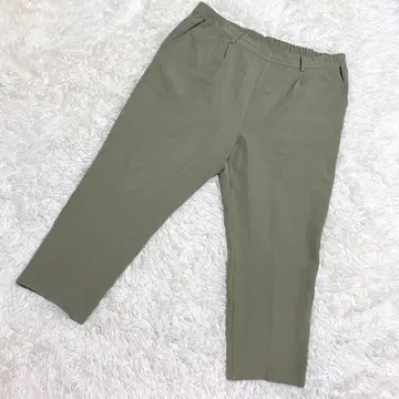 JINTY 테이퍼드 팬츠 깔끔한 플러스 사이즈 그린 (5L)