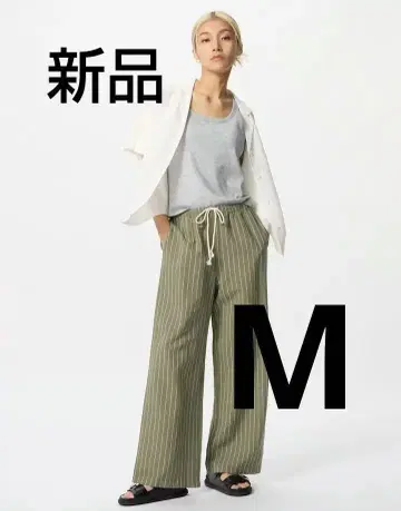 유니클로 린넨 블렌드 이지 팬츠 새상품 미사용 올리브