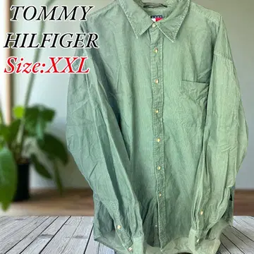 TOMMY HILFIGER 그린 긴팔 셔츠 XXL 80년대 플래그 택