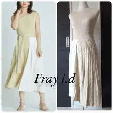 FRAY I.D 바이컬러 플리츠 니트 원피스