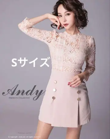 Andy 베이지 박스 플리츠 레이스 드레스 S 사이즈