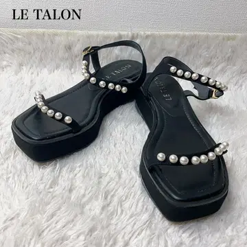 미사용급 대인기 르 탈론 통굽 샌들 펄 블랙 M 23.5cm