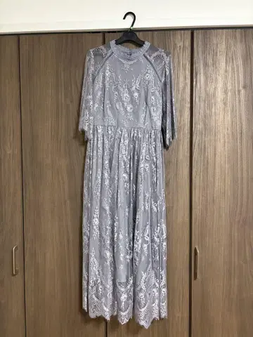 GIRL 그레이 레이스 롱 드레스