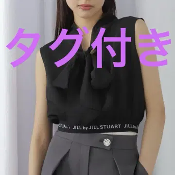 질 바이 질 스튜어트 JILLSTUART 리본 보타이 블랙 블라우스