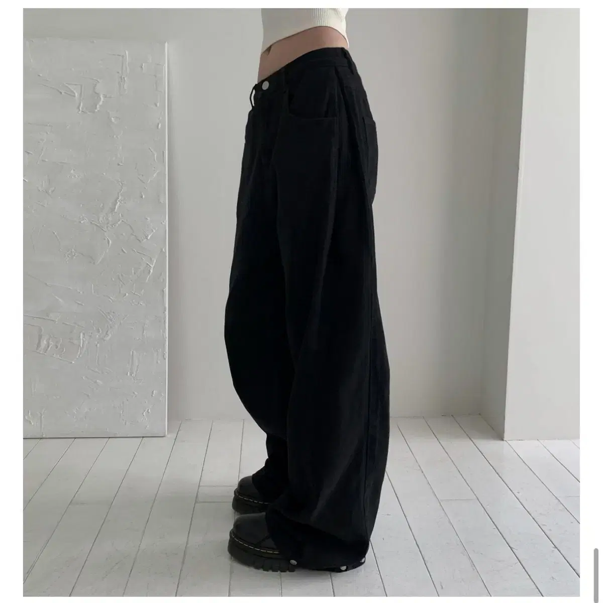 【MODIMOOD】SIE SNAP 3-WAY WIDE COTTON PANTS Modimood Side Snap Wide Cotton Pants Black on Bunjang Global