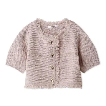 2025 SS SNIDEL 라메 트위드 니트 가디건 핑크 PINK