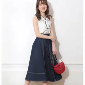 플리츠 데님 스커트