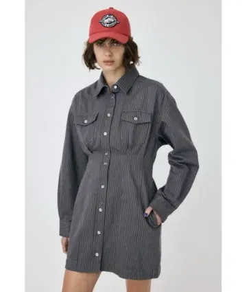 미사용 MOUSSY 마우지 셔츠 원피스 미니 허리 턱 드레스