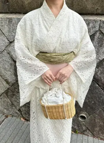 고급 인기 레이스 유카타 화이트 다이쇼 로망 새상품 기모노
