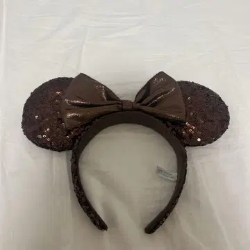 미키 미니 귀 머리띠 스팽글 브라운
