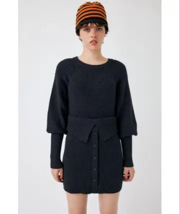 미사용 MOUSSY 마우지 퍼프 숄더 원피스 미니 니트 긴팔