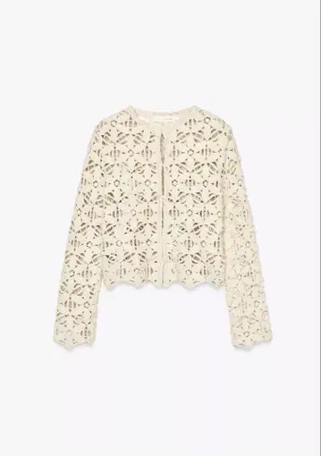 [ ZARA 자라 ] M 미사용 새상품 택 포함 마크라메 스팽글 자켓