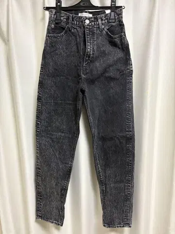 MOUSSY 하이 웨스트 테이퍼드 블랙 데님 팬츠 24인치