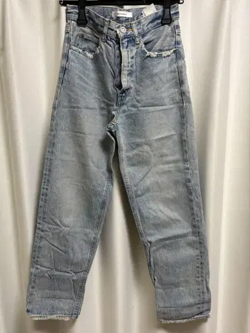 MOUSSY 라이트 블루 스트레이트 데님 팬츠 빈티지 가공 23인치