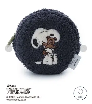 [ PEANUTS ] SNOOPY x BEAR 아플리케 파우치 네이비