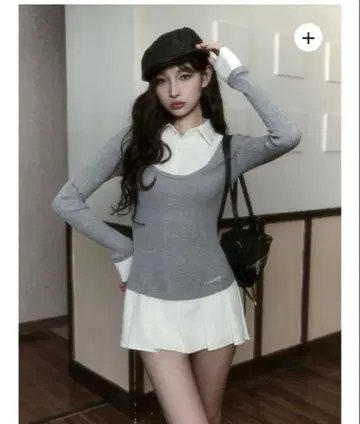 Andwang Shirt pleated mini onepiece
