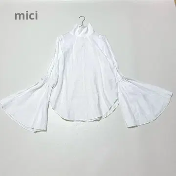 mici 미치 플레어 슬리브 블라우스 린넨 100% 화이트 근년