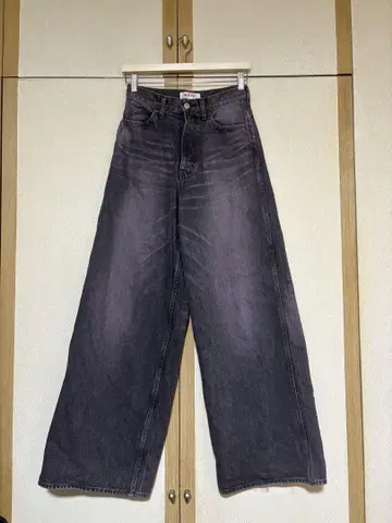 MASU 핑크 블랙 배기 데님 42
