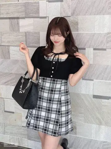 리본 체크 미니 OP evelyn