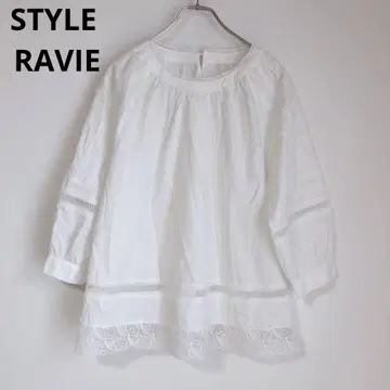 STYLE RAVIE 긴팔 블라우스 레이스 성숙 큐트 화이트 13