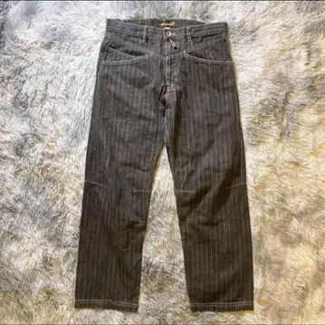 balanceweardesign 입체 재단 스트라이프 데님 팬츠