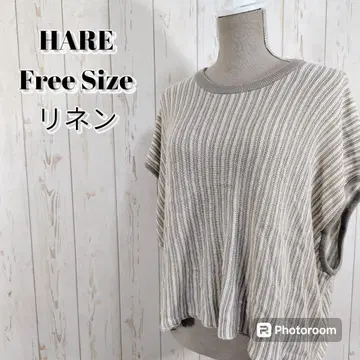 HARE 썸머 니트 베스트 린넨 오버 사이즈 스트라이프