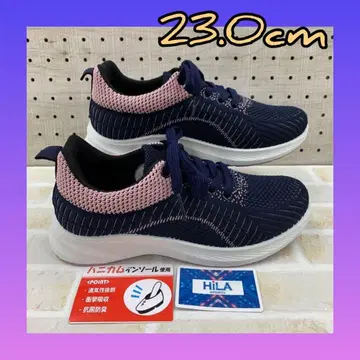 23.0cm 새상품 여성용 스니커즈 미끄럼 방지 스니커즈 네이비 핑크