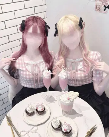 HONEY MEW 허니뮤우 깅엄 체크 상의 핑크