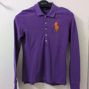 Ralph Lauren 피케 셔츠 S 빅 포니 보라색 긴팔