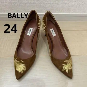 BALLY 브라운 스웨이드 자수 하이힐 펌프스