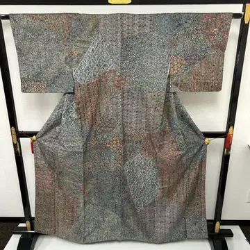 생 명주 사라사 순수 실크 멋진 디자인 꽃과 새 그림 기모노 T-7758