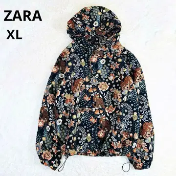 506 ZARA 자카드 풀오버 후드티 올 패턴 자수 타이거