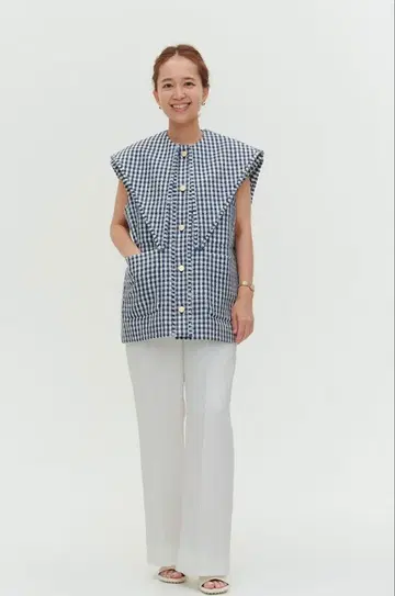 yori 요리 2025 Spring 세일러 리본 깅엄 트위드 베스트