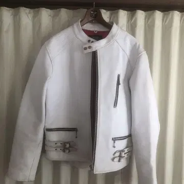 HORN WORKS 화이트 가죽 라이더 자켓 XL