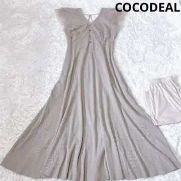 COCODEAL 코코딜 튤 프릴 니트 원피스 핑크 베이지