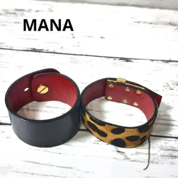 MANA 가죽 뱅글 2세트 (레오파드/블랙)