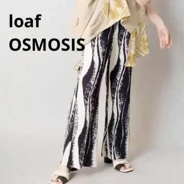 로프 loaf 오즈모시스 프린트 세미플레어 팬츠 플리츠 블랙
