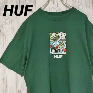 HUF HUF 티셔츠 레어 디자인 그린 L 스트릿 인기 브랜드